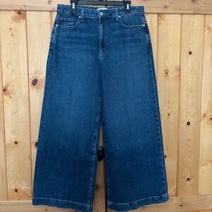 NWT PAIGE Harper Ankle Blue Denim Wide Leg Sz 32